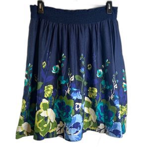 Avenue Flare Floral Boho Skirt Linen Blend
